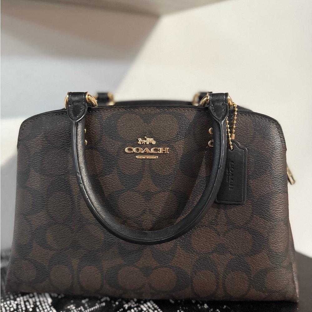 Coach Signature Mini Lillie Satchel Bag Brown/Black Monogram - Picture 2 of 6